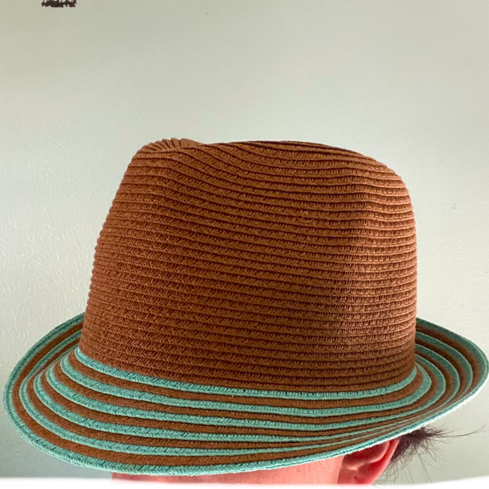 Brown and Turquoise Panama Hat